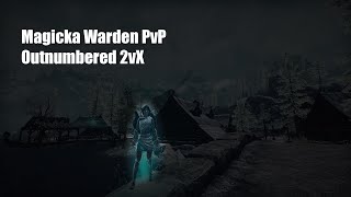 Magicka Warden Outnumbered PvP  Huge Zerg Wipes  2vX  ESO Gold Road PvP  PC EU [upl. by Westberg]