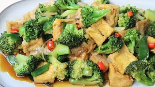 Tumis brokoli tahu saus tiram yang enak dan menyehatkan broccoli tofu stir fry recipe [upl. by Lettie109]