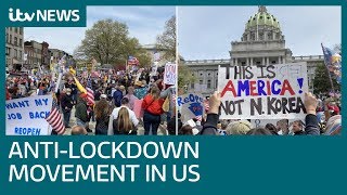 The antilockdown movement a very American protest amid coronavirus pandemic  ITV News [upl. by Negrom603]