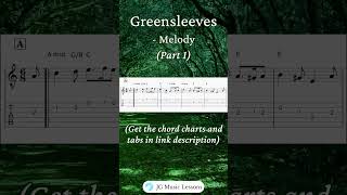 Greensleeves  melody and finger style arrangement with guitar tabs 🎸 tutorial guitar music [upl. by Erline546]