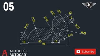 Autocad 2d Practice Drawing 05  AutoCAD tutorial for beginners akd autocad design [upl. by Yeloc]