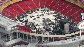 NewsChopper 9 gets a closer look at the stage for Taylor Swifts concerts at Arrowhead Stadium [upl. by Yblok]