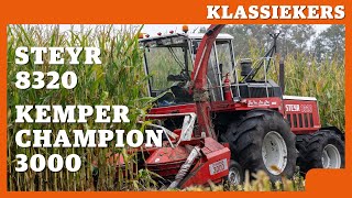 Mais hakselen met klassiekers Steyr 8320 met Kemper Champion 3000 [upl. by Suirauqed679]