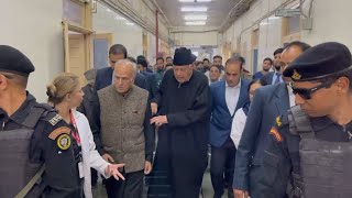 TRC attack Farooq Abdullah visits SMHS hospital to inquire into health of injured civilians [upl. by Nizam895]