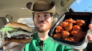 ChickFilA Little Blue Menu Spicy Bacon Burger and Sweet Kick Wings Review [upl. by Daisey]