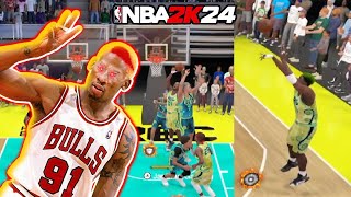 My DENNIS RODMAN build continues to dominate THE REC in NBA 2K24 [upl. by Ahsercul]