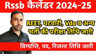 CET EXAM CALENDAR 2024  25 जारी  Reet vacancy 2024  patwari vacancy 2024 [upl. by Amaty]