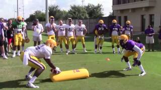 LSU DB Devin Voorhies stops Leonard Fournette to highlight goal line drill  Video [upl. by Marlin978]