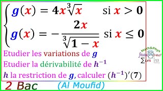 Dérivabilité de la Fonction Réciproque  Dérivabilité  2 Bac SM  Exercice 3 [upl. by Aiceled401]