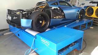 Pagani Huayra 778HP 1105Nm dyno test on bapro dyno [upl. by Nelhsa]