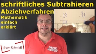 Schriftliches Subtrahieren mit dem Abziehverfahren  Mathematik  Lehrerschmidt [upl. by Ymarej]