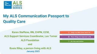 ALS Learning Series My Communication Passport to Quality Care January 29 2021 [upl. by Patterman725]