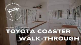 Peachwood Co latest Toyota Coaster Conversion walkthrough [upl. by Nerb417]