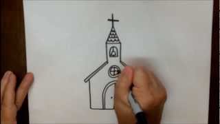 How to Draw a Church Step by Step Simple Easy Tutorial [upl. by Vey802]