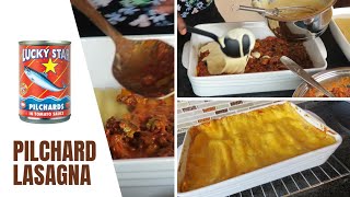 Cheesy Pilchard Lasagna  How to make Lasagna with Lucky Star canned fish [upl. by Washko]