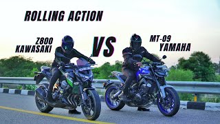 Kawasaki Z800 Vs Yamaha Mt09  Superbike Battle  Naked Sportsbike Chalana Itna Bhi Asaan Nhi😂 [upl. by Aisek]