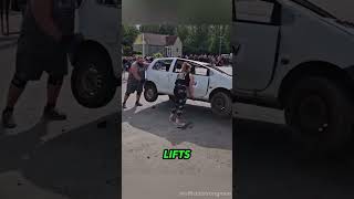 She INSANELY Flips the Car 💪 officialstrongman [upl. by Norabal]