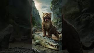 Saber Toothed Cat VS Animals MammothWlofBearCrocodile  shorts animals suscribe [upl. by Faith]