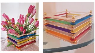 Ice Cream Stick Craft Ideas💐🌹  Ice Cream Stick Flower Pot  Ice Cream Sticks Diy Ice Cream Sticks [upl. by Etiam]