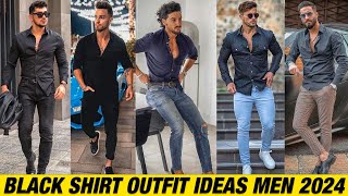 Black Shirt Outfit Ideas For Men 2024  Black Shirt Formal Outfits For Men  Mens Fashion Ideas [upl. by Mavis281]