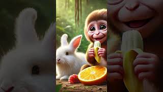 🐰Cute rabbit rescues a poor little monkey rabbit cat kitten funny ai [upl. by Nwahsuq]