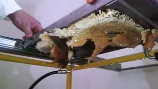 Uncapping honey frames with heated knife [upl. by Juliette]