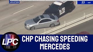 FULL PURSUIT CHP Chasing Speeding Mercedes [upl. by Tilly]