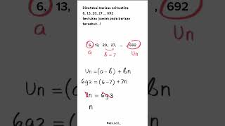 Menentukan jumlah deret aritmatika jika jumlah baris belum diketahui maths aritmatika [upl. by Aikemot]