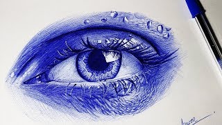 Ball point pen drawing  iris  step by step tutorial [upl. by Nohtanhoj47]