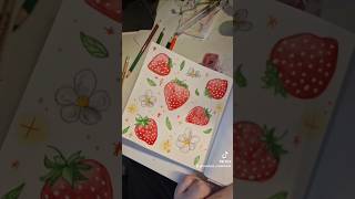 Doodles 🍓✨️ strawberry Doodles doodling mixedmedia watercolorpainting fruit fruits painting [upl. by Attirb]