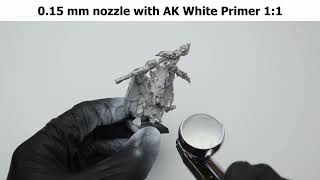 Airbrush Nozzle Test 015 vs 04 mm with HampS Infinity CR Plus and AK White Primer [upl. by Orpheus]