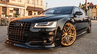 INSANE 1000NM AUDI S8 D4 PLUS  WHEELSPIN ON ALL FOUR Murdered out Special wheels amp Bodykit [upl. by Nide]