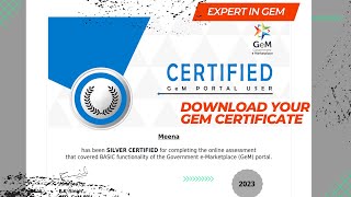 GEM CERTIFICATE DOWNLOAD PROCESS I GeM Certificate Download I Download Gem Certificate [upl. by Nacim]