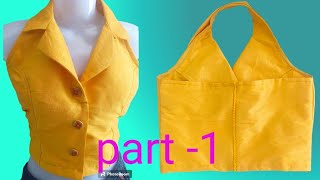 halter neck collar top Halter neck knotch collar ✂️ tutorial part 1 [upl. by Eenad688]