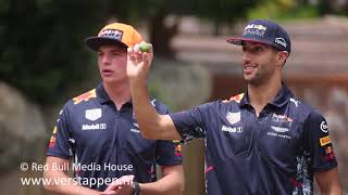 Max Verstappen and Daniel Ricciardo make mocktails Shaken ‘n’ stirred 29092017 [upl. by Pammie553]