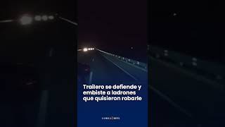 Trailero se defiende y choca a ladrones en la PueblaOrizaba [upl. by Ilarrold475]