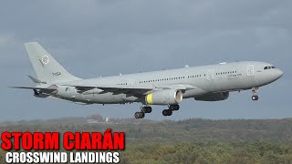 CROSSWIND LANDINGS DURING STORM CIARÁN  Stormy day at Cologne Bonn Airport  02112023 [upl. by Warenne]