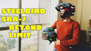 Steelbird SBA7 BEYOND LIMIT Flip Up Double Visor Inner Sun Shield Helmet Unboxing [upl. by Milman]