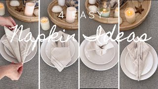 4 EASY Napkin Folding Ideas  Napkin Folding Tutorials  Easy Napkin Art [upl. by Elenore]