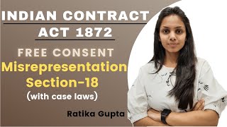 FREE CONSENT  MISREPRESENTATION  SECTION18 CONTRACT ACT 1872 [upl. by Maryanna]