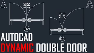 Dynamic Double Door  AutoCAD [upl. by Telrats]