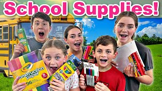 School Supplies for 10 kids  Back To School 2023  School Supplies Challenge [upl. by Ennayhc987]