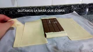 Como hacer una trenza de hojaldre rellena de chocolate Receta rápida y fácil 2018 [upl. by Gunthar]