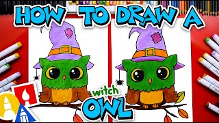 How To Draw Halloween Witch Owl [upl. by Anaerb53]