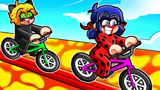 LADYBUG AND CATNOIR PASS THE IMPOSSIBLE OBBY ON A BIKE in ROBLOX 😱🚴‍♀️ [upl. by Mackie]