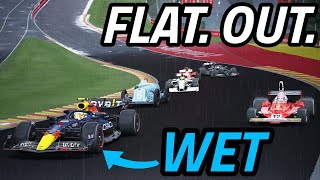 Which F1 ERAS Can Take EAU ROUGE FLAT OUT In The WET [upl. by Lledor]