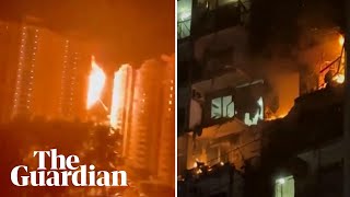 Footage captures moment of explosion at residential building near Moscow [upl. by Kaule]