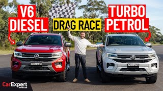 VW Amarok V6 v turbo 4 Dragparison Drag race sound test amp 0100 It has the old Focus RS engine [upl. by Nylhsoj]