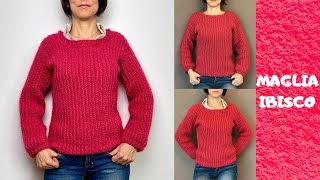 Maglione ad uncinetto Ibisco  tutorial maglione fatto a mano facile  handmade easy crochet [upl. by Elstan]