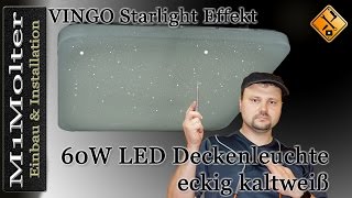 VINGO 60 Watt LED Sternenhimmel Deckenlampe starlight Effekt eckig [upl. by Notnerb62]